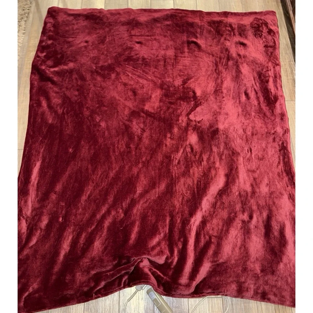 Sunbeam Electric Heated Warming Throw Blanket Burgundy Red Plush 50x60 3-Heat
